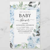 Budget Dusty Blue Baby shower Floral Greenery (Voorkant)