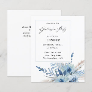 Budget Dusty Blue Boho Floral Graduation Party