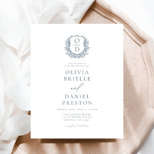 Budget Dusty Blue Crest Monogram Huwelijksfoto