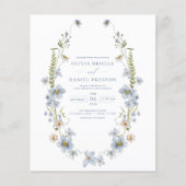 Budget Dusty Blue Elegant Huwelijksuitnodiging (Voorkant)