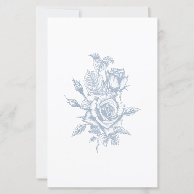 Budget Dusty Blue Floral Couples Shower (Achterkant)