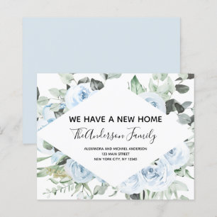 Budget Dusty Blue Floral Moving Announge