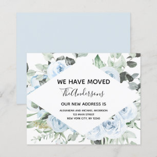 Budget Dusty Blue Floral Moving Announge