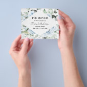 Budget Dusty Blue Floral Moving Announge Flyer (Hand)