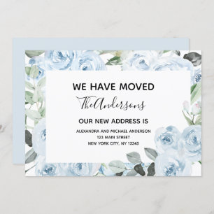 Budget Dusty Blue Floral Moving Announge Kaart