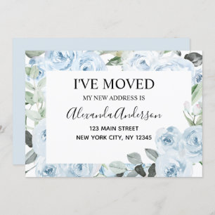 Budget Dusty Blue Floral Moving Announge Kaart