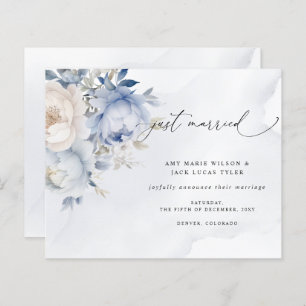 Budget Dusty Blue Floral Wedding Aankondiging