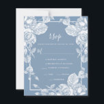 Budget Dusty Blue Floral Wedding Carte RSVP<br><div class="desc">Cette Elégante 4.5 x 5.6 Dusty Blue Floral Wedding RSVP Enclusion Card est élégante, moderne, chic et charmante - il s'harmonise parfaitement avec le budget Dusty Blue Wedding Reception Invitation. Son mélange exquis de roses bleu poussiéreux gracieux et de verdure savoureuse est fleurie, délicate et belle. Son design monochromatique est...</div>