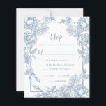 Budget Dusty Blue Floral Wedding Carte RSVP<br><div class="desc">Cette Elégante 4.5 x 5.6 Dusty Blue Floral Wedding RSVP Enclusion Card est élégante, moderne, chic et charmante - il s'harmonise parfaitement avec le budget Dusty Blue Wedding Reception Invitation. Son mélange exquis de roses bleu poussiéreux gracieux et de verdure savoureuse est fleurie, délicate et belle. Son design monochromatique est...</div>
