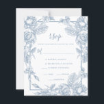 Budget Dusty Blue Floral Wedding Carte RSVP<br><div class="desc">Cette Elégante 4.5 x 5.6 Dusty Blue Floral Wedding RSVP Enclusion Card est élégante, moderne, chic et charmante - il s'harmonise parfaitement avec le budget Dusty Blue Wedding Reception Invitation. Son mélange exquis de roses bleu poussiéreux gracieux et de verdure savoureuse est fleurie, délicate et belle. Son design monochromatique est...</div>