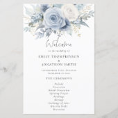 Budget Dusty Blue Florals Programme de mariage (Devant)