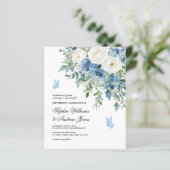 Budget Dusty Blue Flowers Wedding Invitation (Staand voorkant)