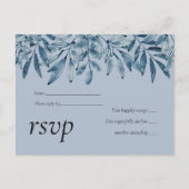 Budget DUSTY BLUE Foliage Weddenschap RSVP Uitnodiging Briefkaart (Voorkant)