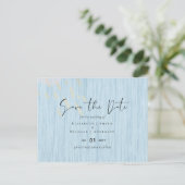 Budget Dusty Blue Gold Weddenscript Briefkaart (Staand voorkant)