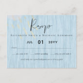 Budget Dusty Blue Gold Weddenscript Briefkaart (Voorkant)