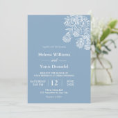 Budget Dusty Blue Hand Drawn Botanical Wedding Kaart (Staand voorkant)