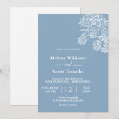 Budget Dusty Blue Hand Drawn Botanical Wedding Kaart (Voorkant / Achterkant)