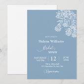 Budget Dusty Blue Hand Drawn Botanical Wedding Kaart (Voorkant / Achterkant)