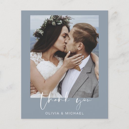 Budget Dusty Blue Mariage Carte de remerciements (Devant)