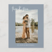 Budget Dusty Blue Mariage Photo Carte de remerciem (Devant)