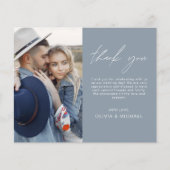 Budget Dusty Blue Mariage Photo Carte de remerciem (Devant)