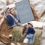 Budget Dusty Blue Mariage Photo Carte de remerciem<br><div class="desc">Faites preuve de gratitude avec nos élégantes cartes de remerciement avec un script moderne et votre photo mariage préférée. Ces cartes offrent un design élégant et minimaliste qui complète parfaitement toute esthétique mariage. Personnalisez-les avec un message sincère d'appréciation pour transmettre vos remerciements à vos amis et à votre famille pour...</div>