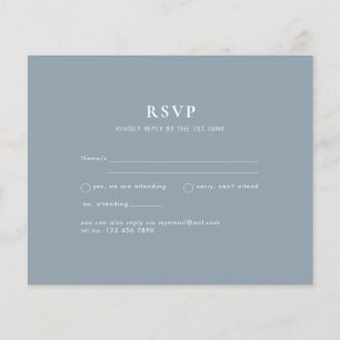 Budget Dusty Blue Monochrome Wedding RSVP Flyer