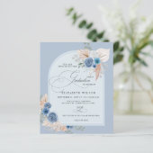 Budget Dusty Blue Pampas Foto Afstuderen Invite (Staand voorkant)