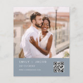 Budget Dusty Blue QR Code Bruiloft uitnodiging (Achterkant)