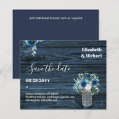 BUDGET Dusty Blue Save Dates Rustic Wedding (Voorkant / Achterkant)