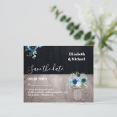 BUDGET Dusty Blue Save Dates Rustic Wedding (Staand voorkant)