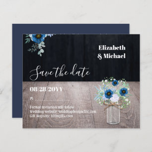BUDGET Dusty Blue Save Dates Rustic Wedding