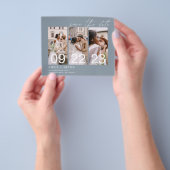 Budget Dusty Blue Save the Date 3 Foto Flyer (Hand)
