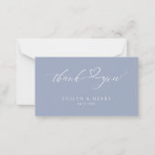 Budget Dusty Blue Script Mariage Merci Cartes (Devant)