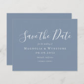 BUDGET Dusty Blue Weddenschap Save the Date (Voorkant / Achterkant)