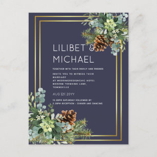 BUDGET Dusty Blue Wedding Eucalyptus Greenery Briefkaart