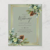 BUDGET Dusty Blue Wedding Eucalyptus Greenery Flyer (Voorkant)