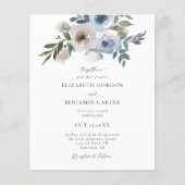 Budget Dusty Blue Wedding Floral Elegant Script (Voorkant)