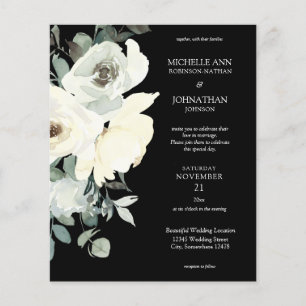 Budget Dusty Blue & Whi Floral Black Wedding Flyer