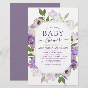 Budget Dusty Paars Floral Greenery Baby shower