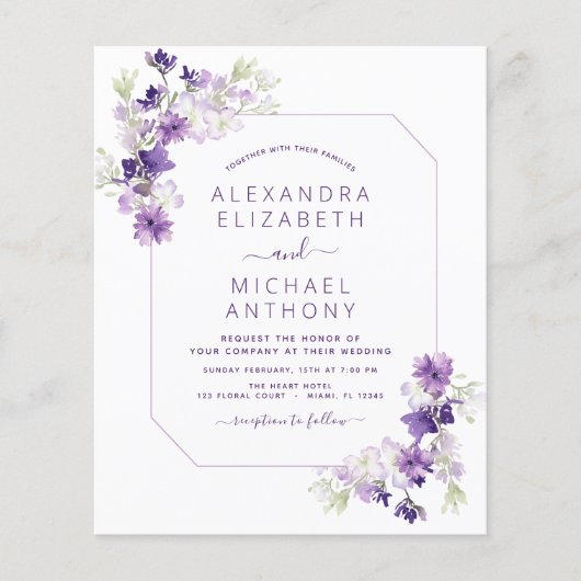 Budget Dusty Paars Wedding Floral Greenery (Voorkant)