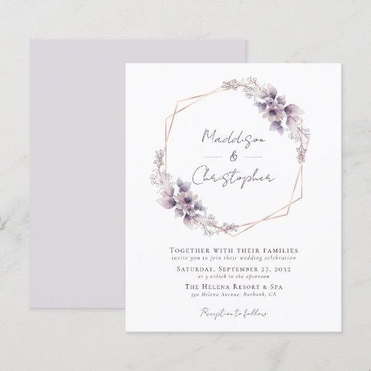 Budget Dusty Paarse Floral Wedding (Voorkant / Achterkant)