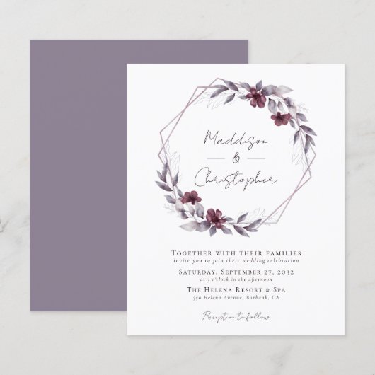 Budget Dusty Paarse Floral Wedding (Voorkant / Achterkant)