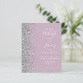 Budget Dusty Paarse Silver Glitter Wedding Invite (Staand voorkant)