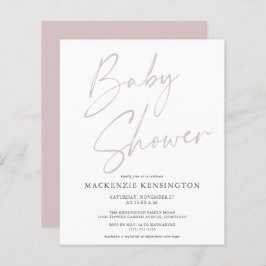Budget Dusty Pink Script Baby Girl Shower