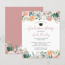 Budget Dusty Roos Floral Graduation Party nodigt u