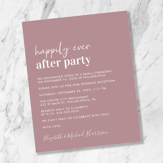 Budget Dusty Roos Wedding Reception