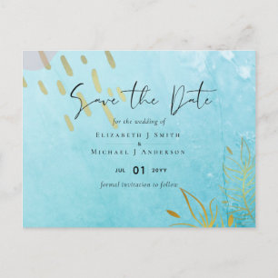 BUDGET DustyTeal Gold Abstract bruiloft Briefkaart