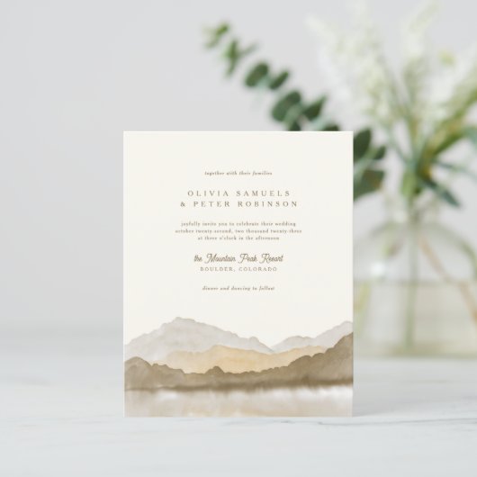 Budget Earth Tones Boho Mountain Foto Bruiloft (Staand voorkant)