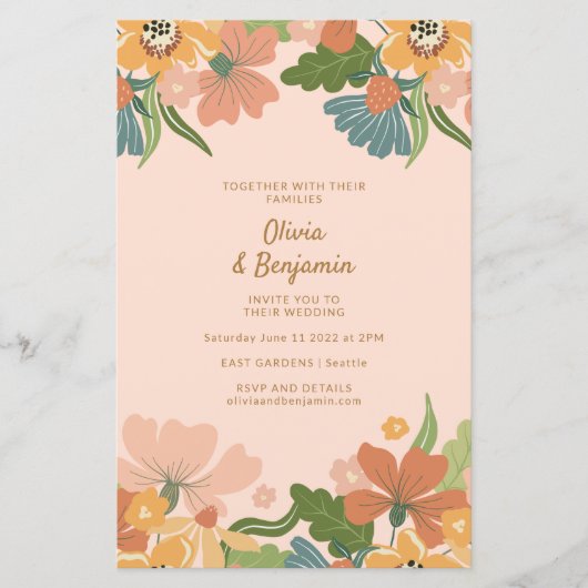 Budget Earthy Boho Blush Oranje Floral Wedding (Voorkant)